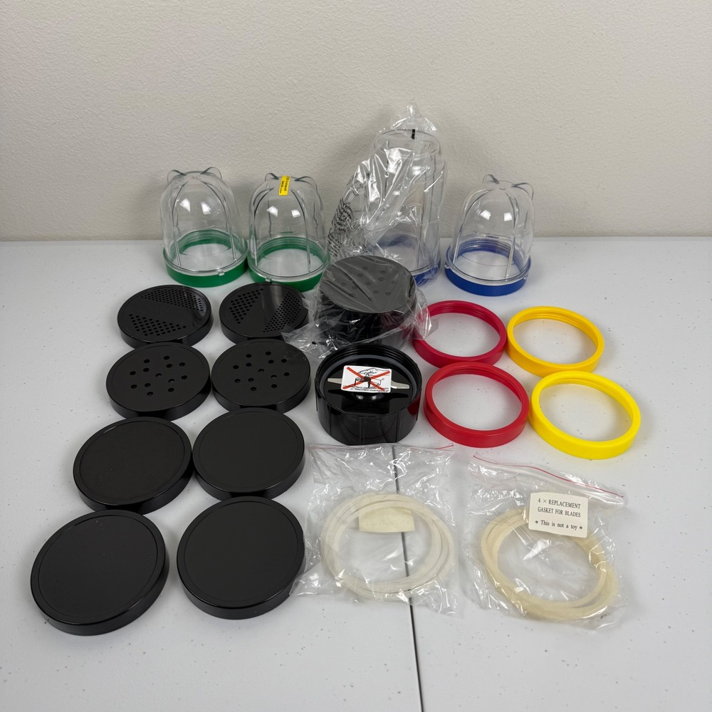 Magic Bullet Blender MB1001 Replacement Parts Set Cups Lids Blade Gaskets